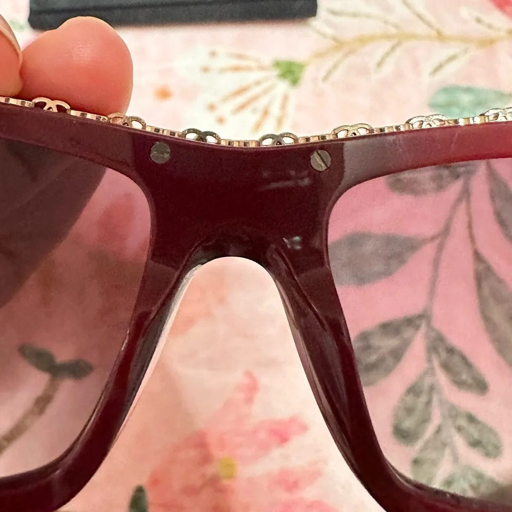 Chanel 5540 Butterly Burgundy Sunglasses with Gold Chain Accent